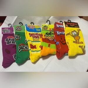 Raisin Bran, Apple Jacks, Swedish Fish, Sour Patch, Kool Aid, Garfield socks